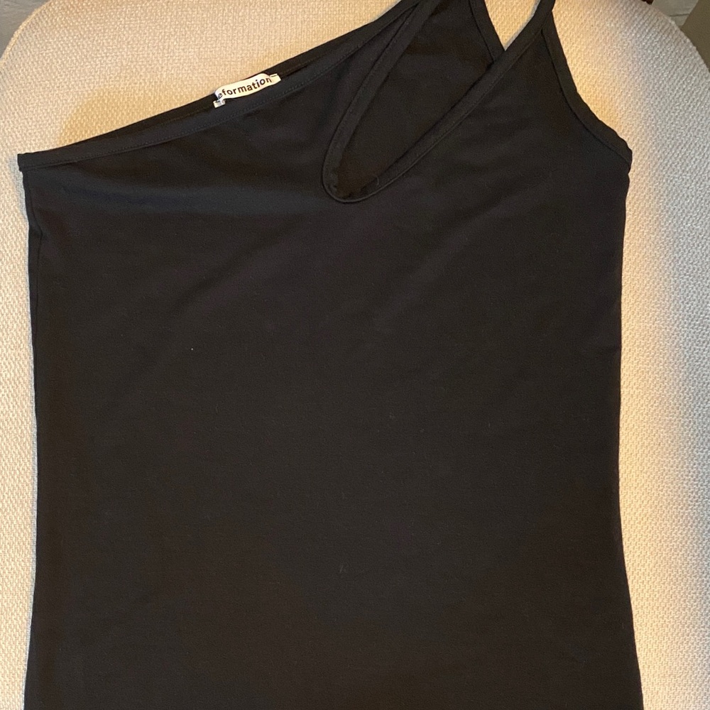 Reformation Black One-Shoulder Cut Out Top